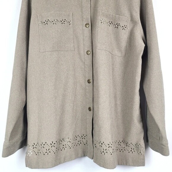 Alfred Dunner Women's Mocha Faux Suede Top Tunic Blouse Size 16 - Picture 5 of 13